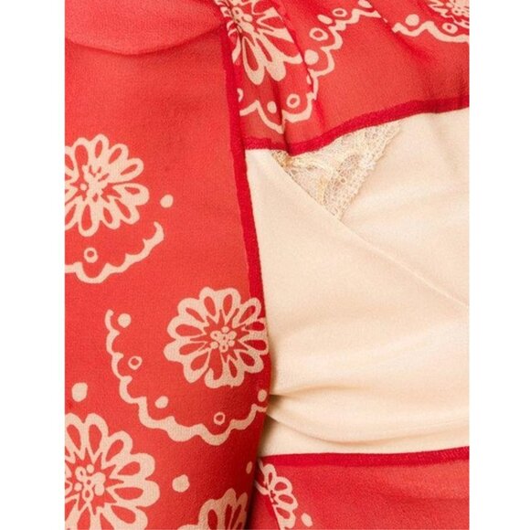 Maison Margiela Floral Embroidered Midi Dress In Red - Picture 4 of 16